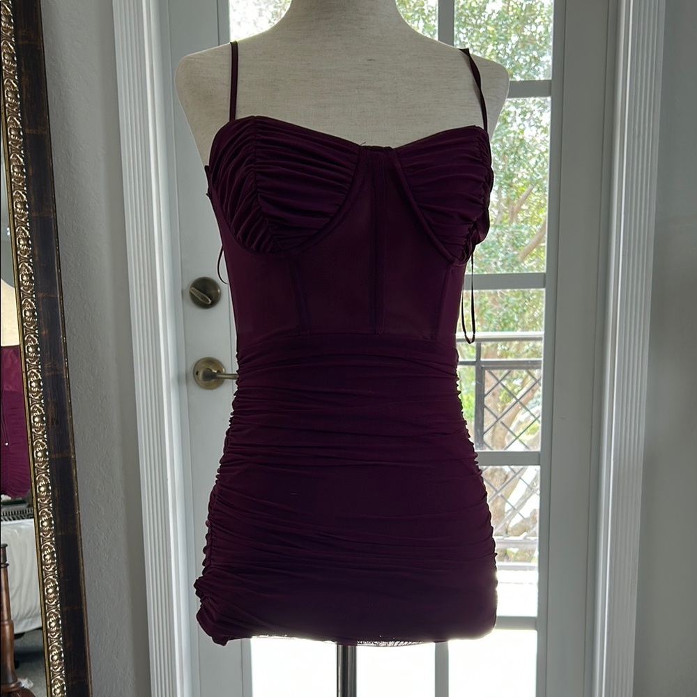 Windsor Deep Purple Ruched Mini Dress